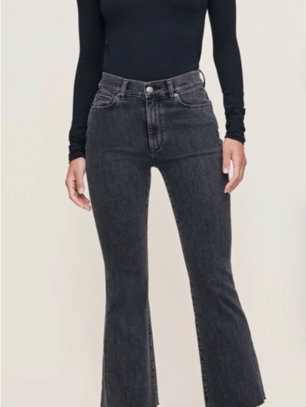 DL1961 Women's High-Rise Dark Gray Flare Jeans